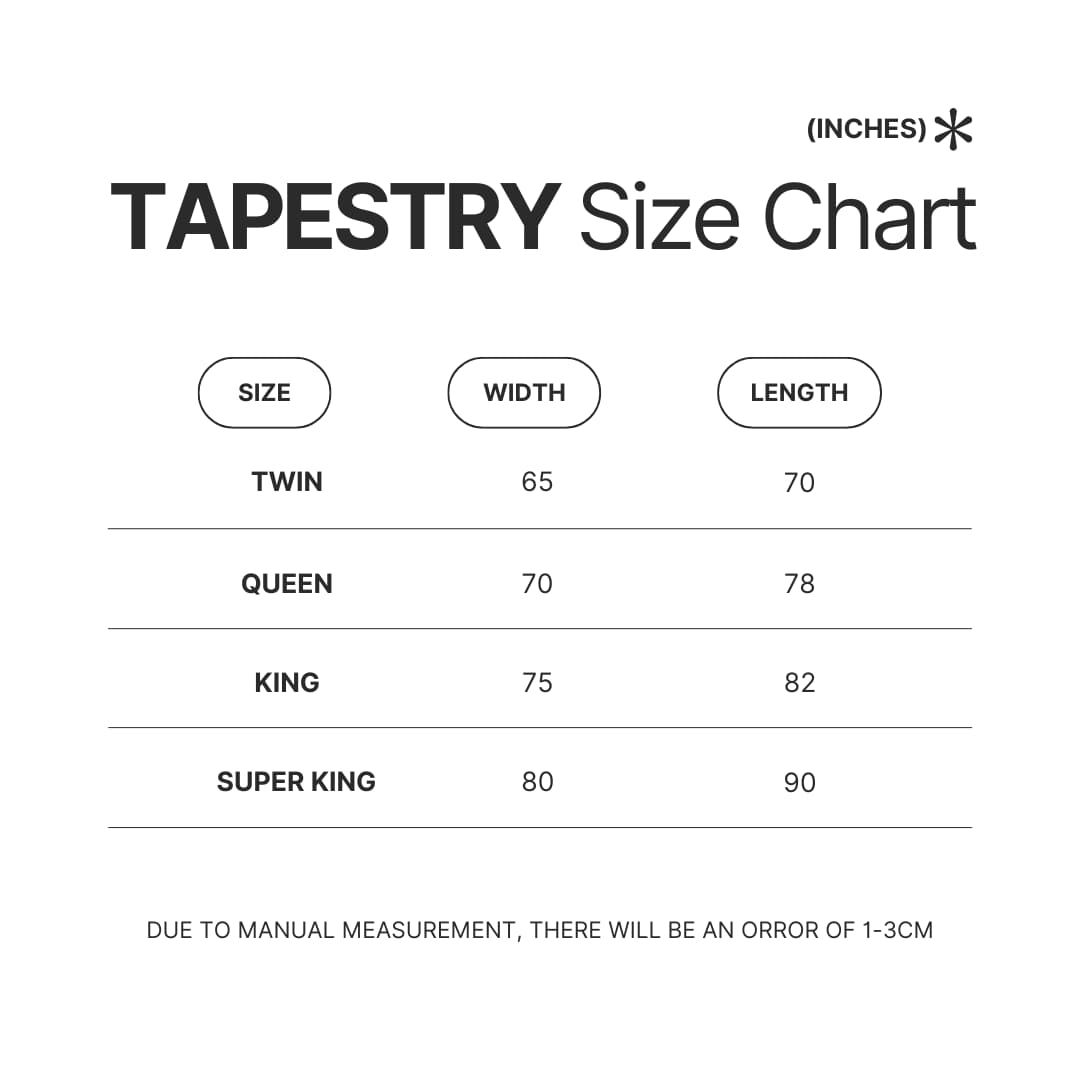 Tapestry Size Chart - Jason Aldean Shop